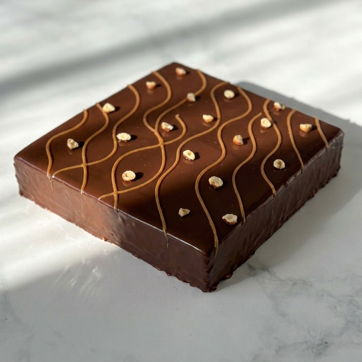 Entremets chocolat noir & praliné noisettes